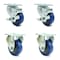 Service Caster 3 Inch Blue Polyurethane Swivel Top Plate Caster Set with 2 Brakes 2 Rigid SCC SCC-20S314-PPUB-BLUE-TLB-2-R314-2 - alternate 1